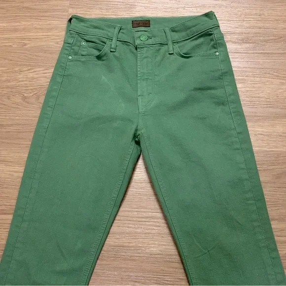 Mother The Mid Rise Dazzler Ankle Fray Play Date Jeans Juniper Green Size 26 - Picture 4 of 16